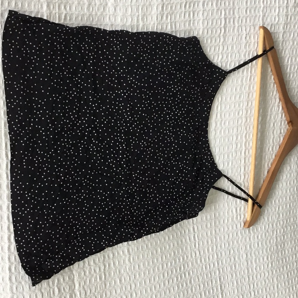 Madewell 100% Silk Cami, black + white dot, size 0